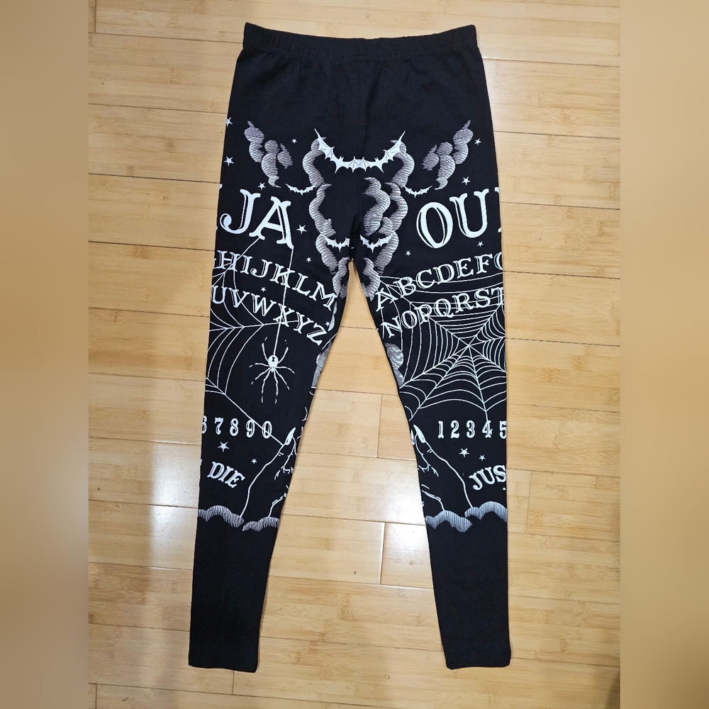 Dolls Kill Goth Witchy Calling All Spirits Ouija Spiderweb Black White Legging S